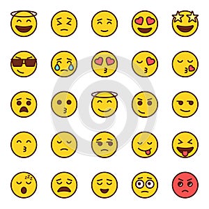 Filled outline icons for emoticon emojis. photo