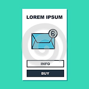 Filled outline Mail and e-mail icon isolated on turquoise background. Envelope symbol e-mail. Email message sign. Vector