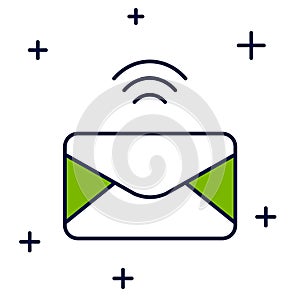 Filled outline Mail and e-mail icon isolated on white background. Envelope symbol e-mail. Email message sign. Vector