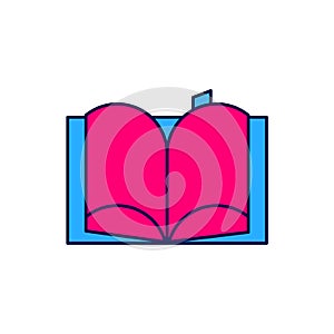 Filled outline Open book icon isolated on white background. Vector