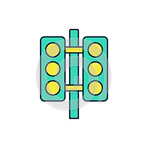 Filled outline Racing traffic light icon isolated on white background. Vector
