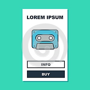 Filled outline Retro audio cassette tape icon isolated on turquoise background. Vector