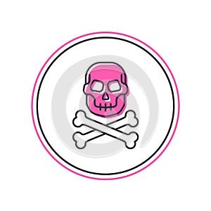 Filled outline Skull on crossbones icon isolated on white background. Happy Halloween party. Vector