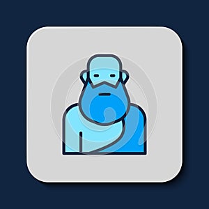 Filled outline Socrates icon isolated on blue background. Sokrat ancient greek Athenes ancient philosophy. Vector