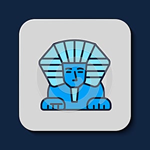 Filled outline Sphinx - mythical creature of ancient Egypt icon isolated on blue background. Vector