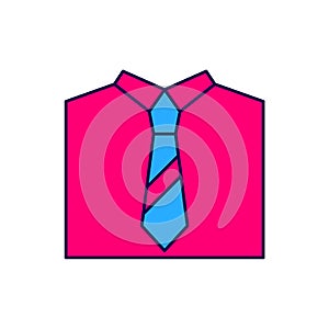 Filled outline Tie icon isolated on white background. Necktie and neckcloth symbol. Vector