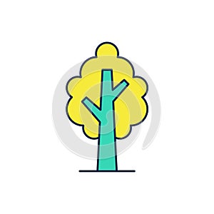 Filled outline Tree icon isolated on white background. Forest symbol. Vector