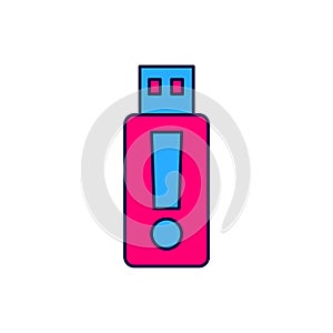 Filled outline USB flash drive icon isolated on white background. Vector