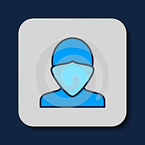 Filled outline Vandal icon isolated on blue background. Vector
