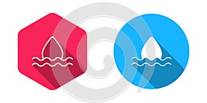 Filled and outline Water drop icon isolated with long shadow background. Vector photo