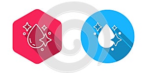 Filled and outline Water drop icon isolated with long shadow background. Vector photo