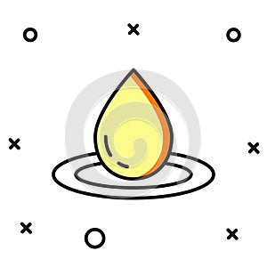 Filled outline Water drop icon isolated on white background. Flat filled outline style with shadow. Vector photo