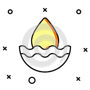Filled outline Water drop icon isolated on white background. Flat filled outline style with shadow. Vector photo
