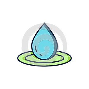 Filled outline Water drop icon isolated on white background. Flat filled outline style with shadow. Vector