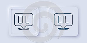 Filled and outline Word oil icon isolated on grey background. Square button. Vector photo