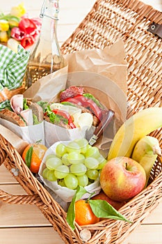 Filled picnic basket