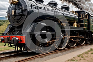 A filled tea kettle whistling into a steam locomotive