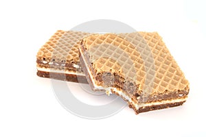 Filled wafer with chocolate