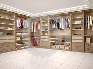 Filled with wardrobe in a modern style.