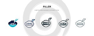 Filler icon in different style vector illustration. two colored and black filler vector icons designed in filled, outline, line