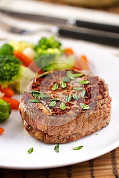 Fillet of beef with bearnaise sauce. High quality photo.