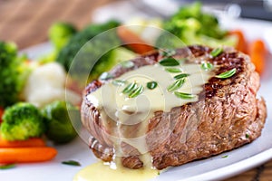 Fillet of beef with bearnaise sauce. High quality photo. photo