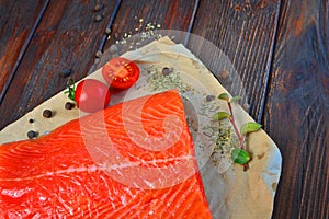 A fillet of a delicious piece of salmon meat