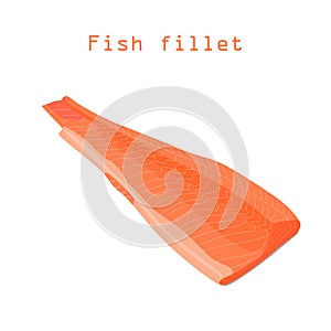 Fillet of red fish. Fresh fish product. Isolate on a white background. Vector illustration