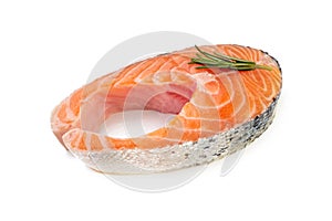 Fillet of salmon with rosemary isolated on white background