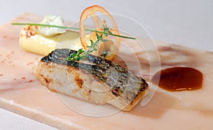 Fillet sea bass and canneloni