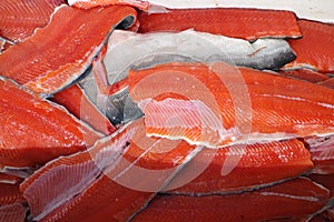 Filleted red salmon photo
