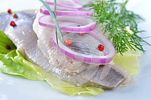 Fillets of white herring