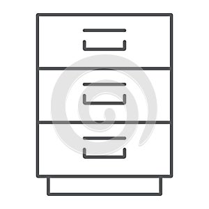 Filling cabinet thin line icon, office organize