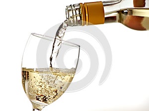 Filling glass with white wine