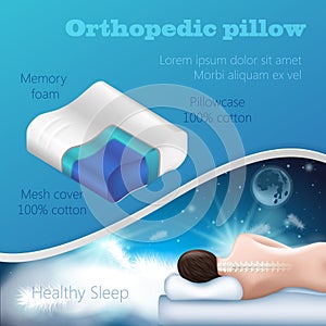 Filling Orthopedic Pillow. Vector Illustration.