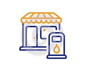 Filling station line icon. Petrol or gas station sign. Vector