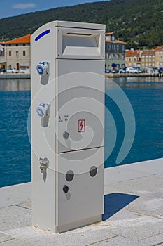 Filling station at new port breakwater Cres Croatia