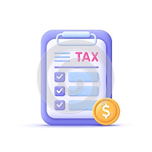 Filling tax form. Tax payment, accounting, financial management, corporate tax, taxable income concept.