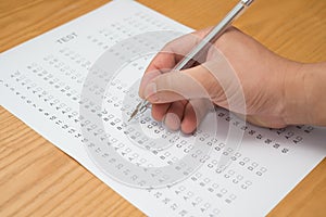 Filling test score sheet