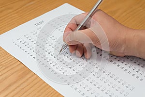 Filling test score sheet