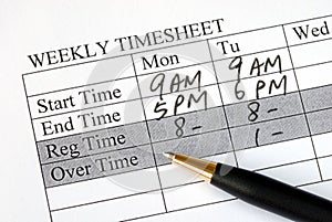 Filling the weekly time sheet