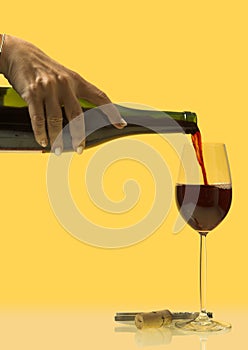 Filling a wineglass