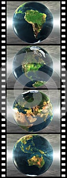 Film with 4 images of the earth