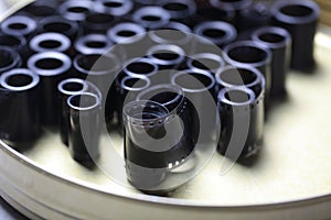 Film archive negatives in a round metal can