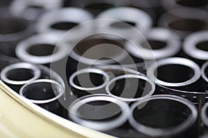 Film archive negatives in a round metal can