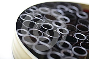 Film archive negatives in a round metal can