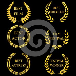 Film awards. Golden round laurel wreaths