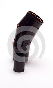 Film camera on white background