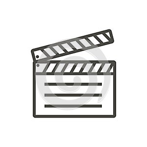 Film clap icon vector. Line movie symbol.