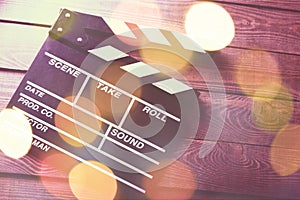 Film Clapper board, close-up view